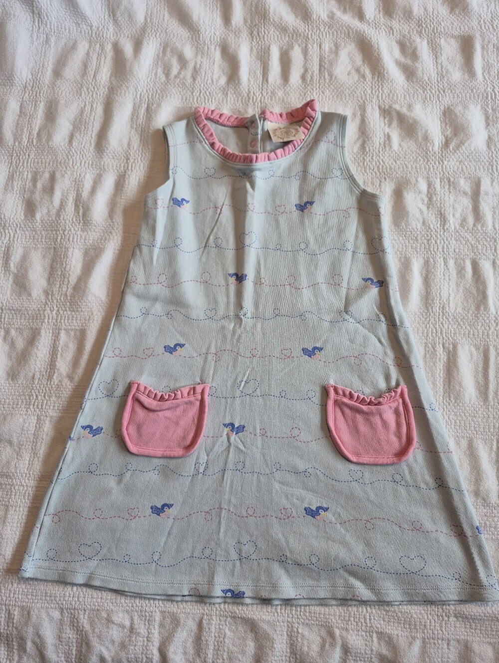 Beaufort Bonnet Company Knit Dress 7 Blue Bird Pink Pocket Spring Summer TBBC
